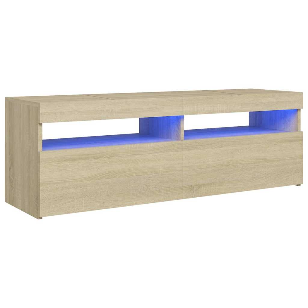 Tv-Benk Med Led-Lys Sonoma Eik 120X35X40 Cm