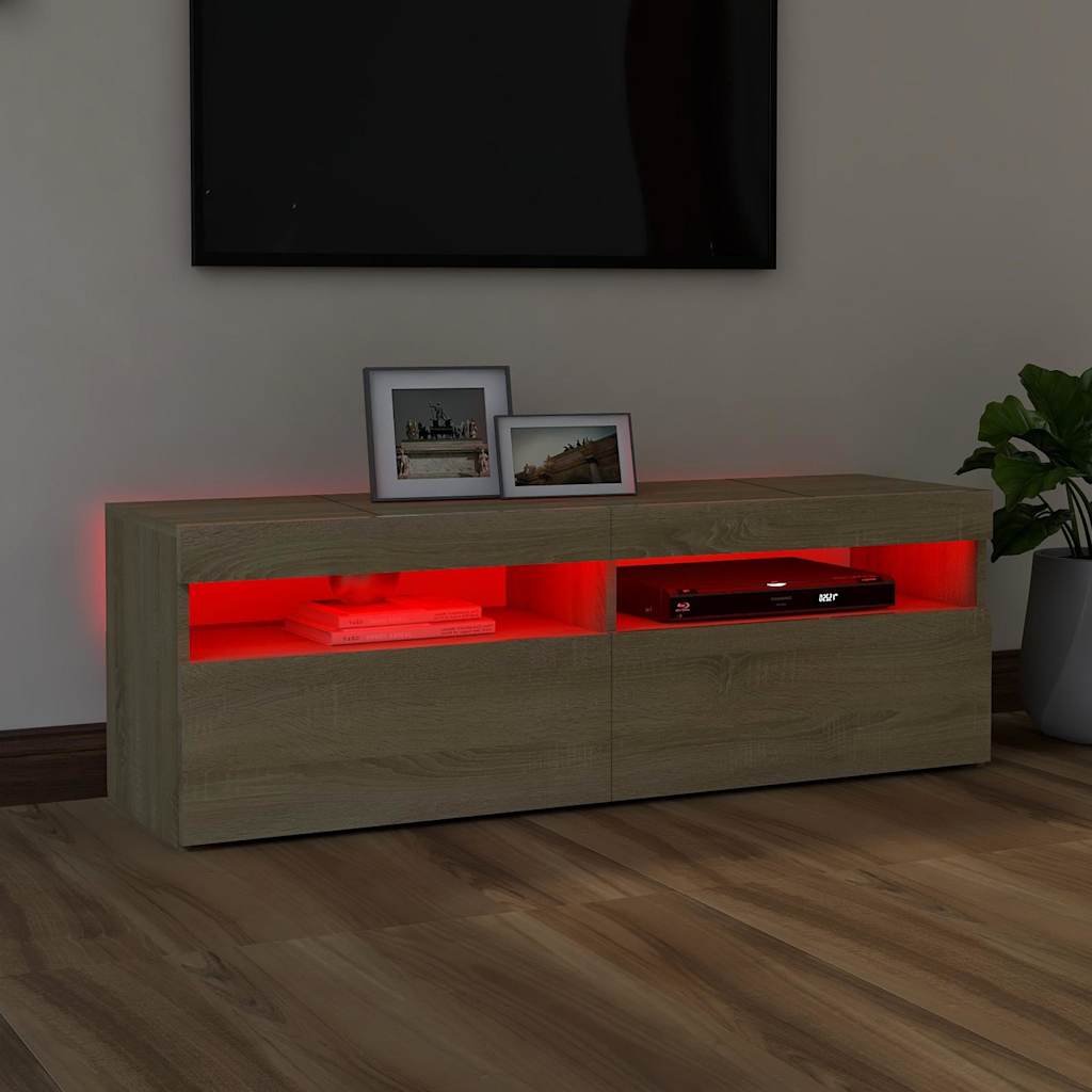 Tv-Benk Med Led-Lys Sonoma Eik 120X35X40 Cm
