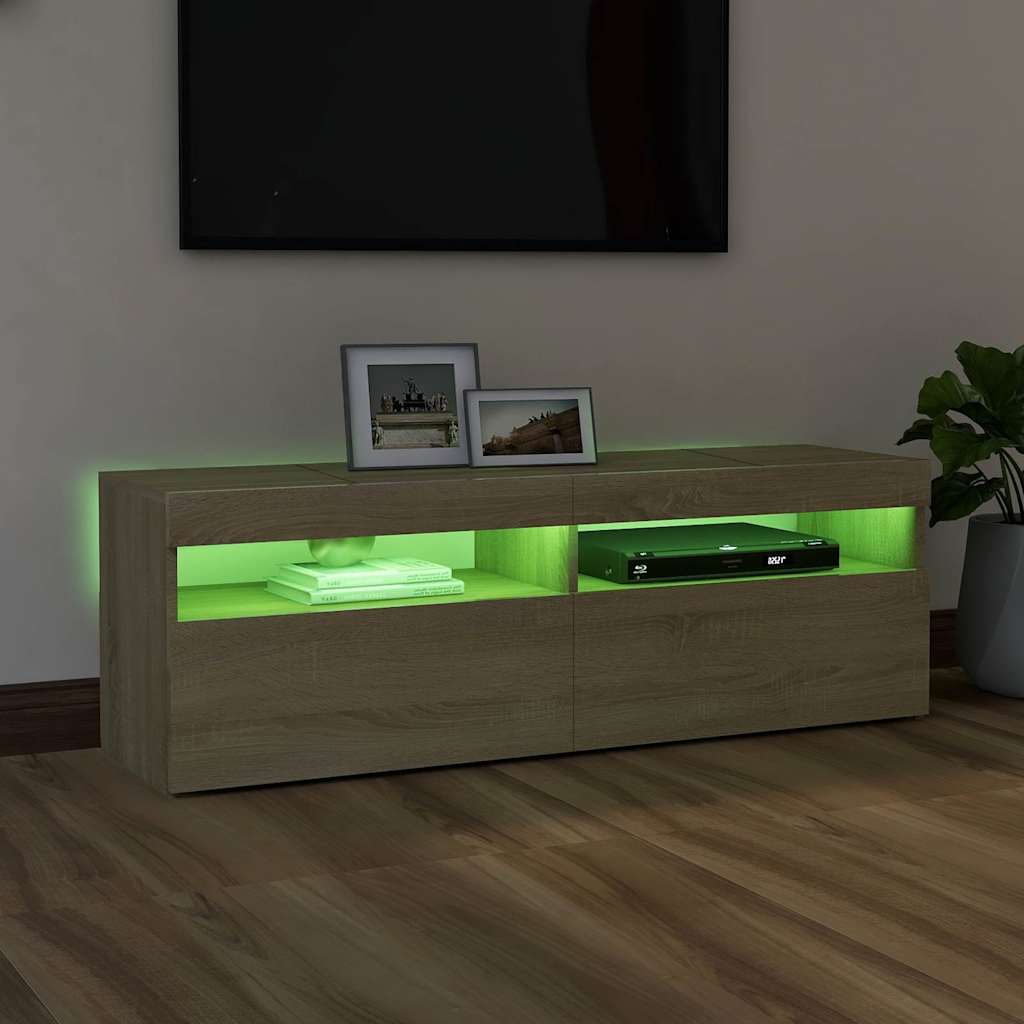 Tv-Benk Med Led-Lys Sonoma Eik 120X35X40 Cm