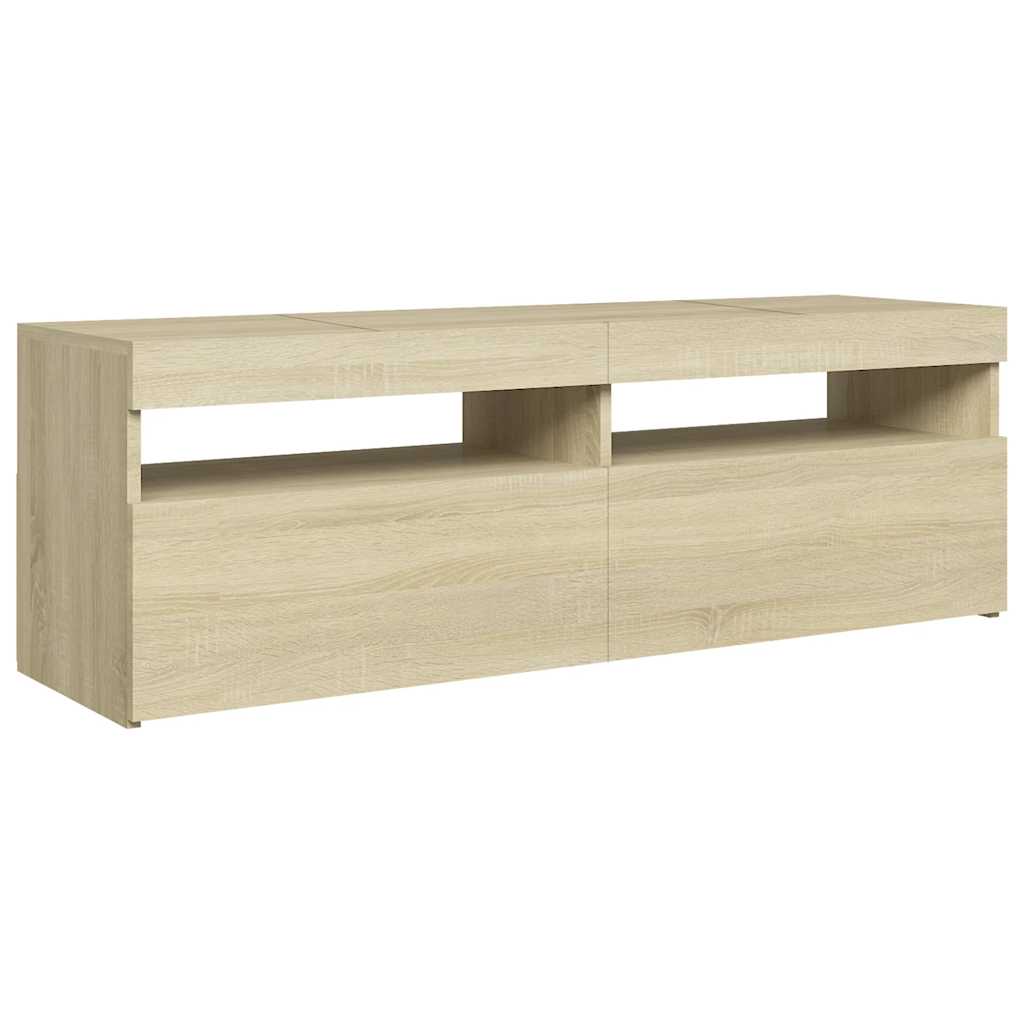 Tv-Benk Med Led-Lys Sonoma Eik 120X35X40 Cm