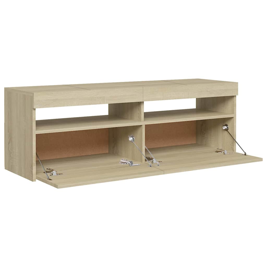 Tv-Benk Med Led-Lys Sonoma Eik 120X35X40 Cm