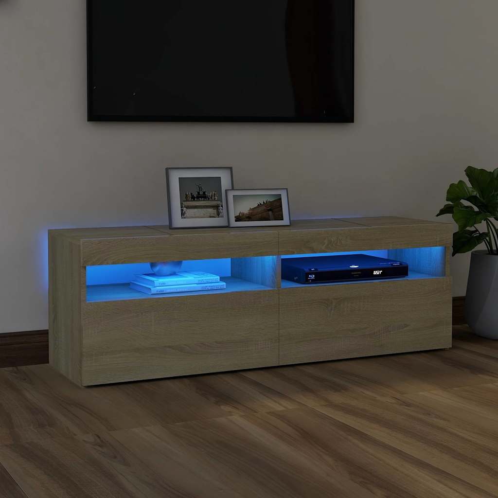 Tv-Benk Med Led-Lys Sonoma Eik 120X35X40 Cm