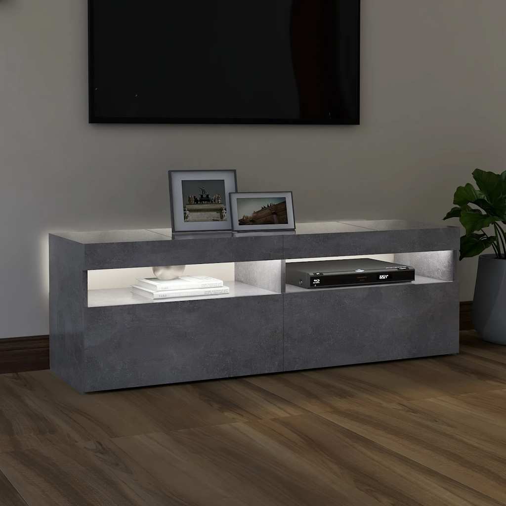 Tv-Benk Med Led-Lys Betonggrå 120X35X40 Cm