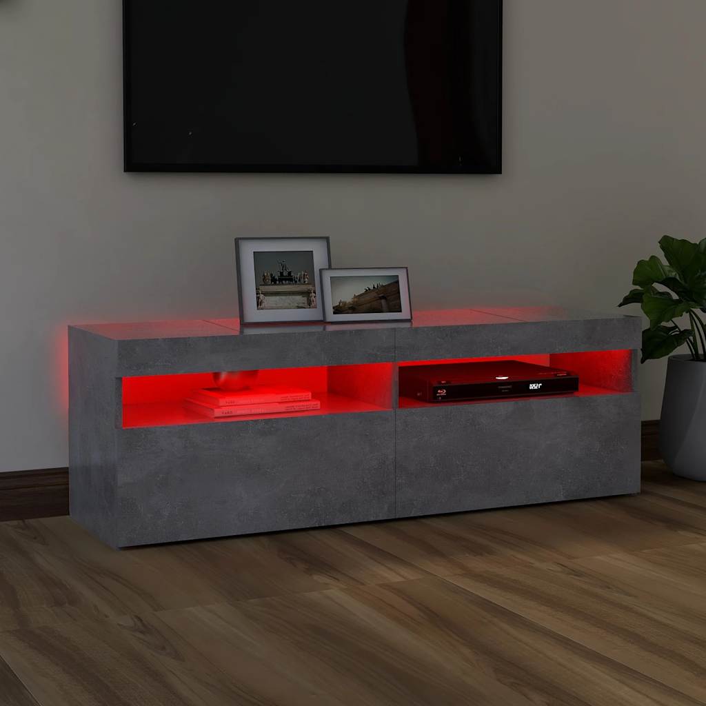Tv-Benk Med Led-Lys Betonggrå 120X35X40 Cm