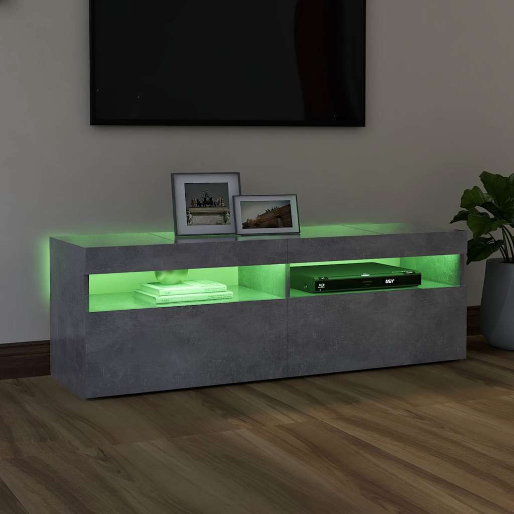 Tv-Benk Med Led-Lys Betonggrå 120X35X40 Cm