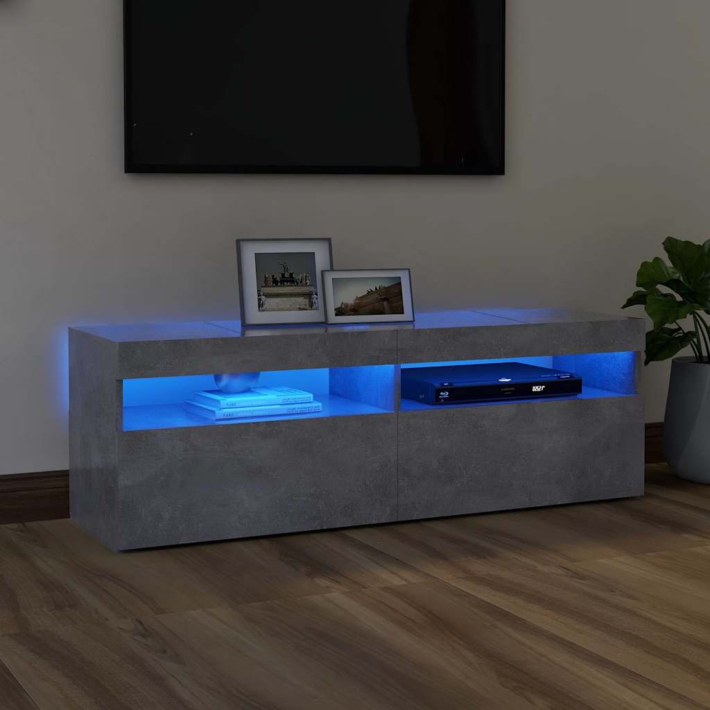 Tv-Benk Med Led-Lys Betonggrå 120X35X40 Cm