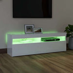 Tv-Benk Med Led-Lys Høyglans Hvit 120X35X40 Cm