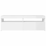 Tv-Benk Med Led-Lys Høyglans Hvit 120X35X40 Cm