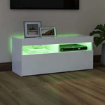 Tv-Benk Med Led-Lys Hvit 90X35X40 Cm