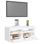 Tv-Benk Med Led-Lys Hvit 90X35X40 Cm