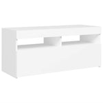 Tv-Benk Med Led-Lys Hvit 90X35X40 Cm