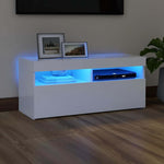Tv-Benk Med Led-Lys Hvit 90X35X40 Cm