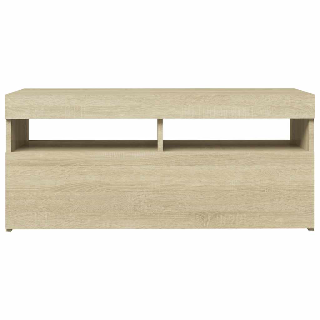 Tv-Benk Med Led-Lys Sonoma Eik 90X35X40 Cm