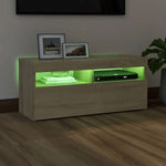 Tv-Benk Med Led-Lys Sonoma Eik 90X35X40 Cm
