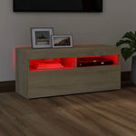 Tv-Benk Med Led-Lys Sonoma Eik 90X35X40 Cm