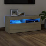 Tv-Benk Med Led-Lys Sonoma Eik 90X35X40 Cm