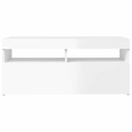 Tv-Benk Med Led-Lys Høyglans Hvit 90X35X40 Cm