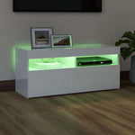 Tv-Benk Med Led-Lys Høyglans Hvit 90X35X40 Cm