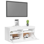 Tv-Benk Med Led-Lys Høyglans Hvit 90X35X40 Cm