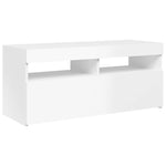 Tv-Benk Med Led-Lys Høyglans Hvit 90X35X40 Cm
