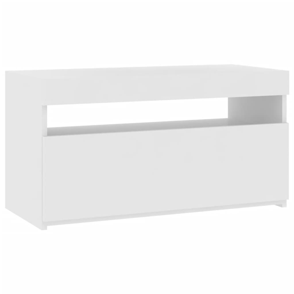 Tv-Benk Med Led-Lys Hvit 75X35X40 Cm
