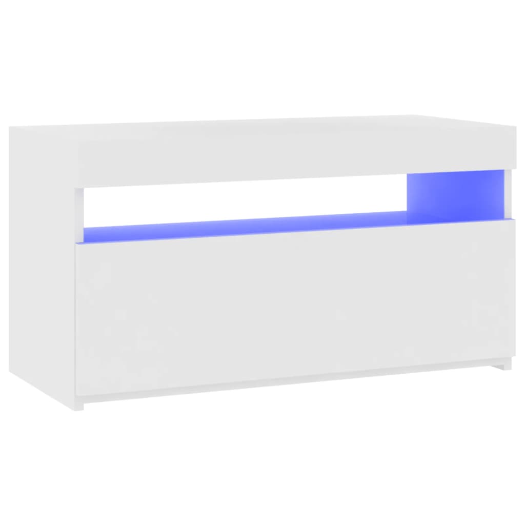 Tv-Benk Med Led-Lys Hvit 75X35X40 Cm