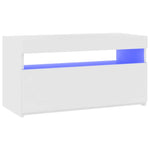 Tv-Benk Med Led-Lys Hvit 75X35X40 Cm
