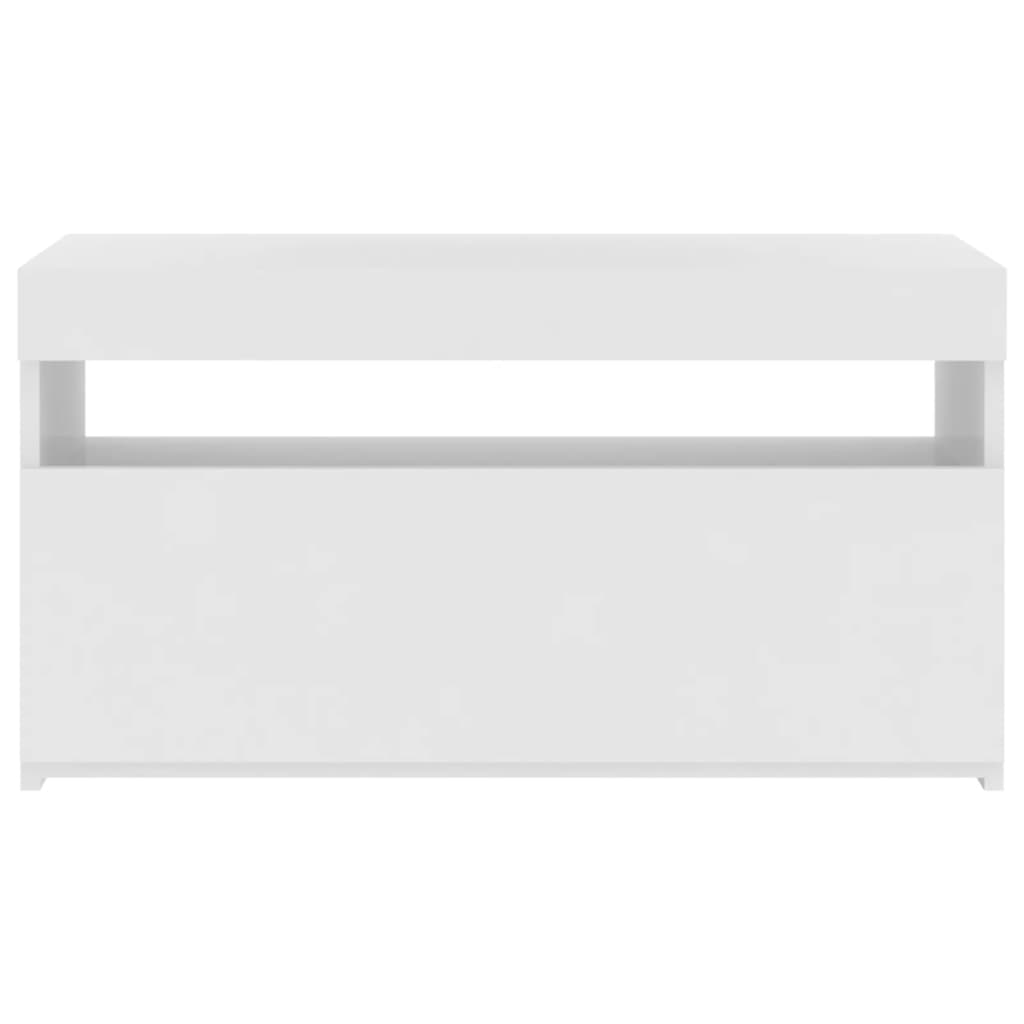 Tv-Benk Med Led-Lys Hvit 75X35X40 Cm