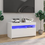 Tv-Benk Med Led-Lys Hvit 75X35X40 Cm
