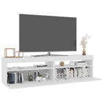 Tv-Benker 2 Stk Med Led-Lys Hvit 75X35X40 Cm
