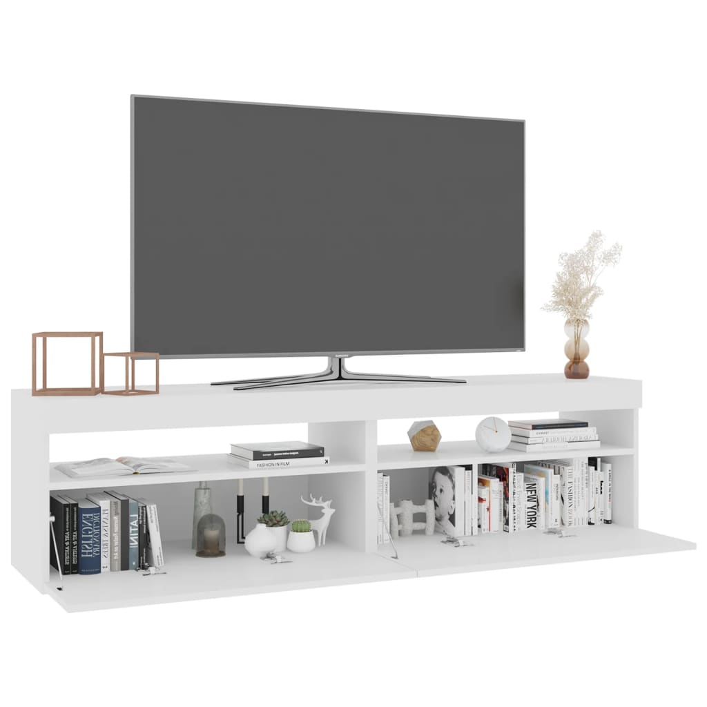 Tv-Benker 2 Stk Med Led-Lys Hvit 75X35X40 Cm