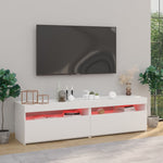 Tv-Benker 2 Stk Med Led-Lys Hvit 75X35X40 Cm