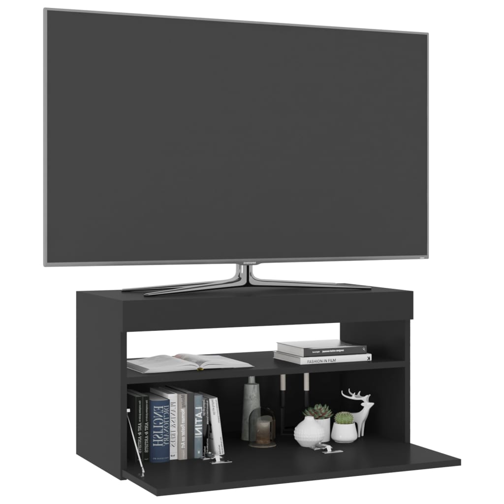 Tv-Benk Med Led-Lys Svart 75X35X40 Cm