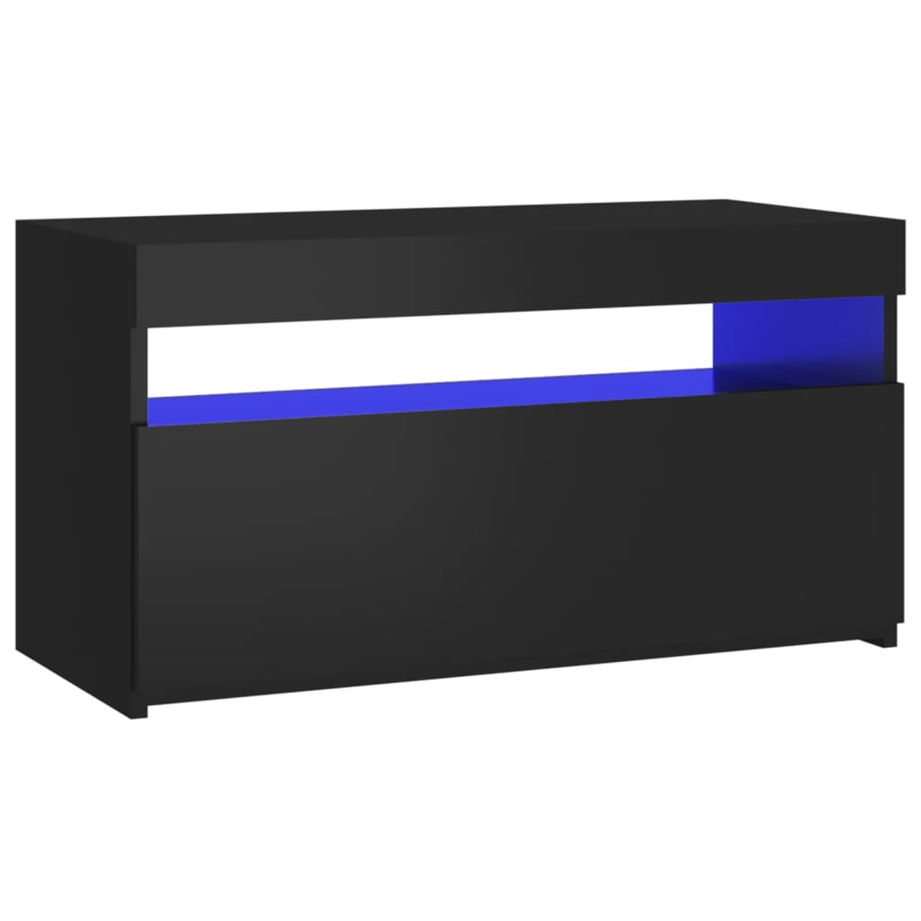 Tv-Benk Med Led-Lys Svart 75X35X40 Cm