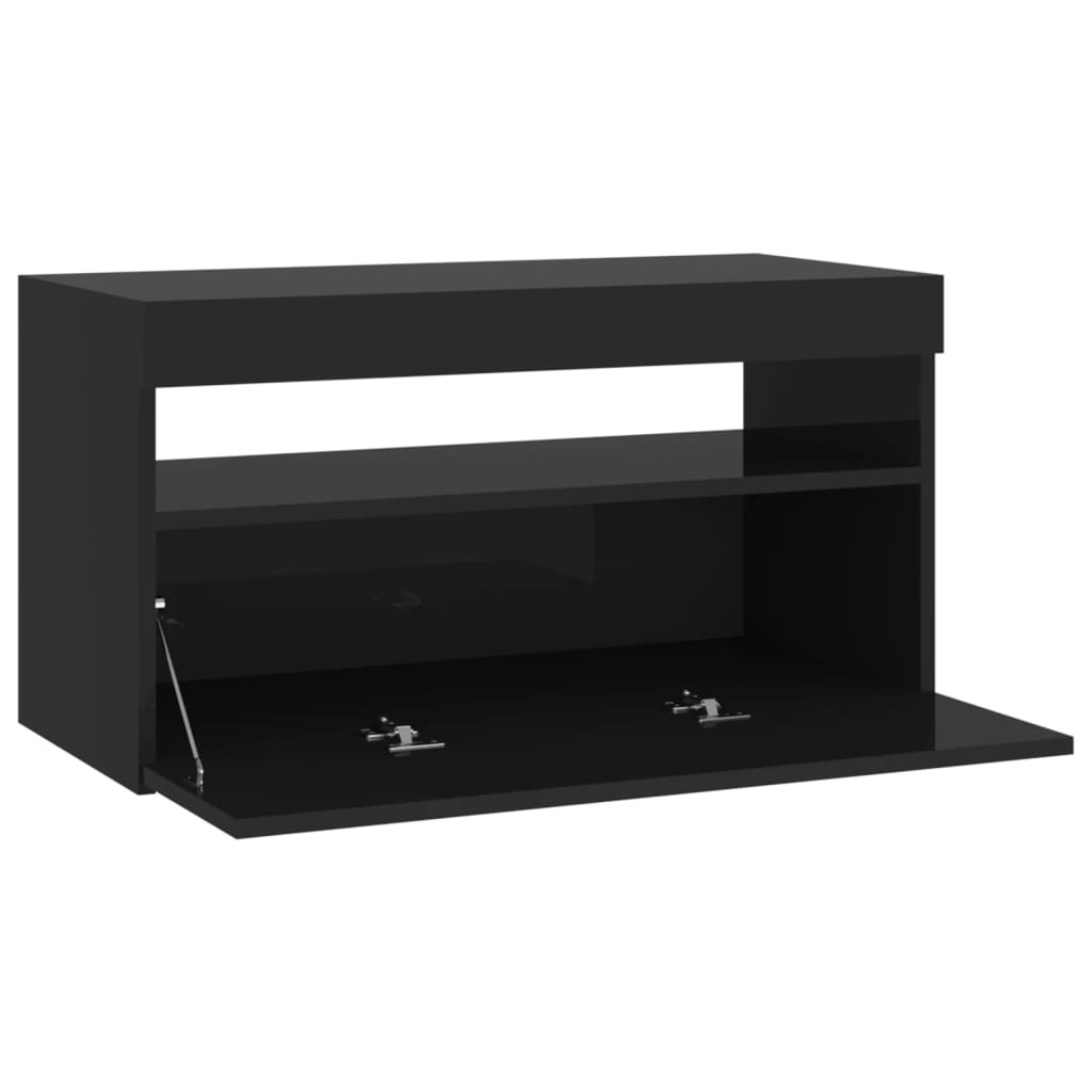 Tv-Benk Med Led-Lys Svart 75X35X40 Cm