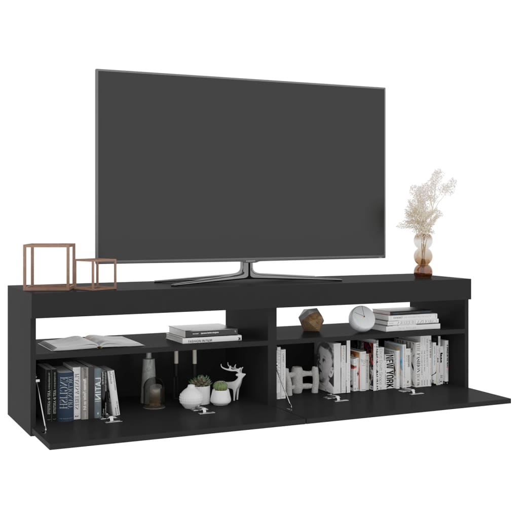 Tv-Benker 2 Stk Med Led-Lys Svart 75X35X40 Cm