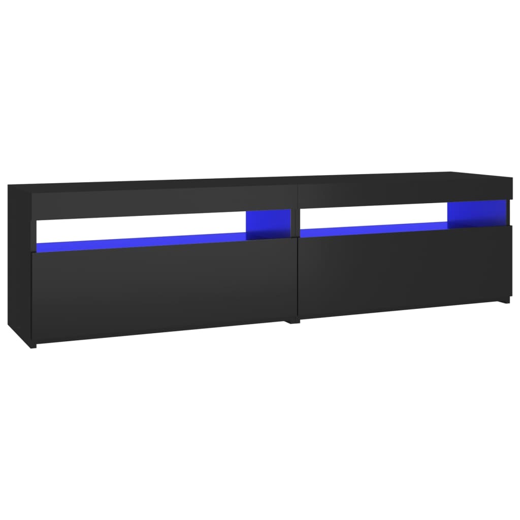 Tv-Benker 2 Stk Med Led-Lys Svart 75X35X40 Cm
