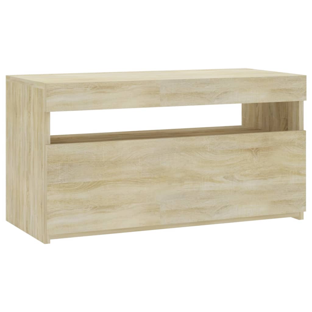 Tv-Benk Med Led-Lys Sonoma Eik 75X35X40 Cm