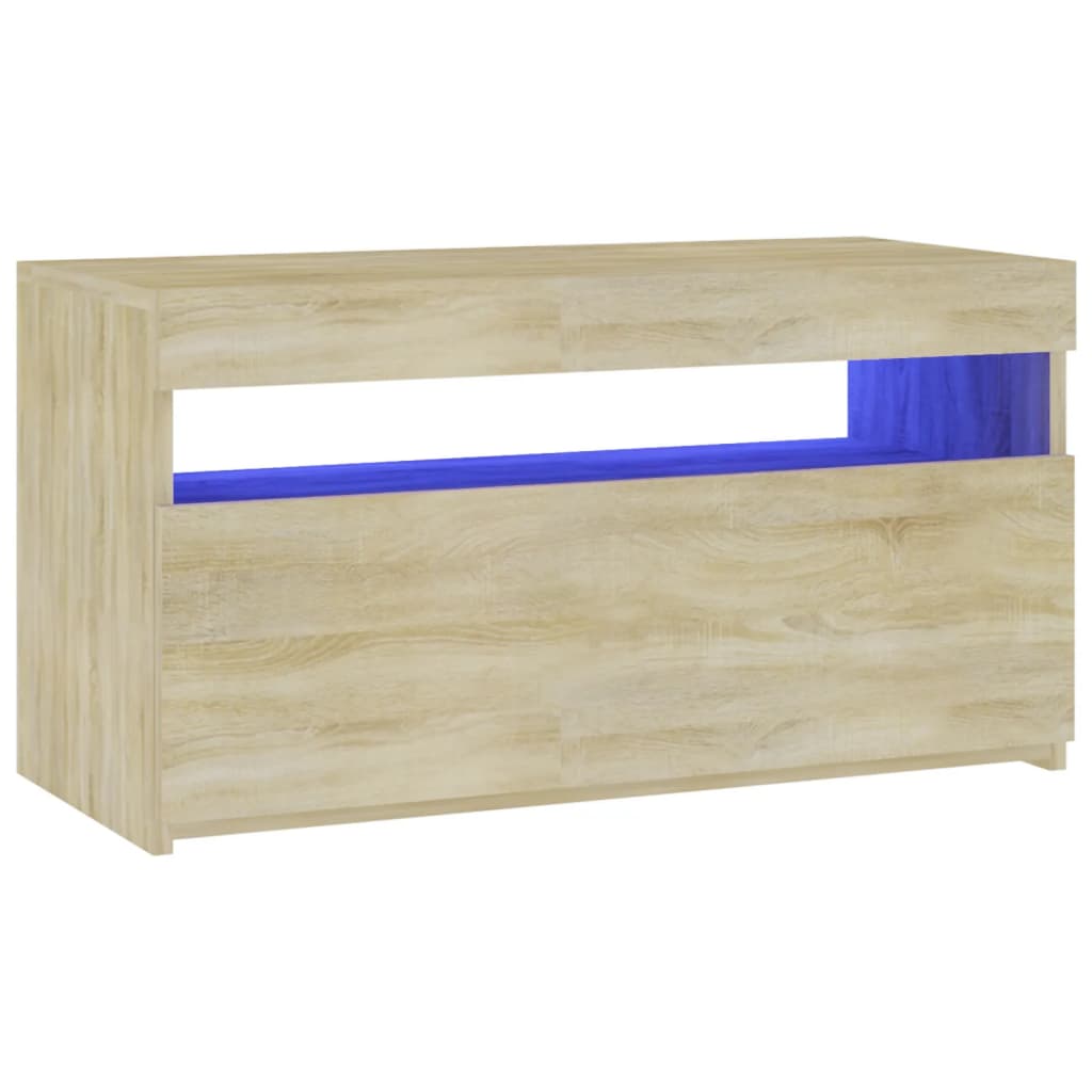 Tv-Benk Med Led-Lys Sonoma Eik 75X35X40 Cm