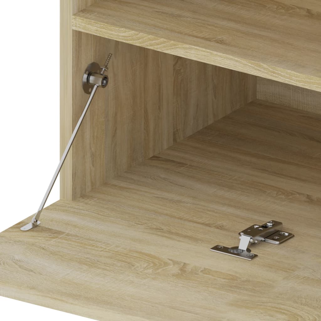 Tv-Benk Med Led-Lys Sonoma Eik 75X35X40 Cm