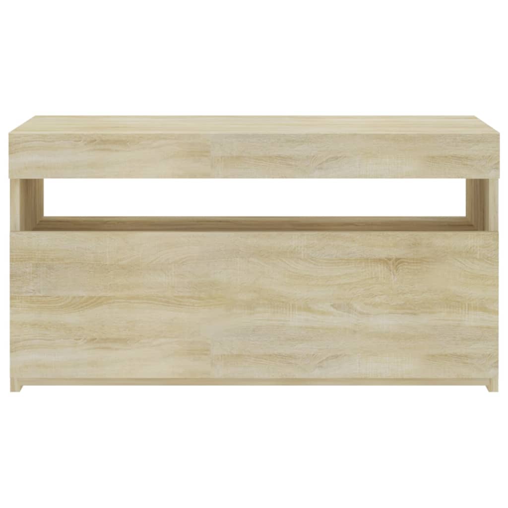 Tv-Benk Med Led-Lys Sonoma Eik 75X35X40 Cm