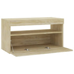 Tv-Benk Med Led-Lys Sonoma Eik 75X35X40 Cm