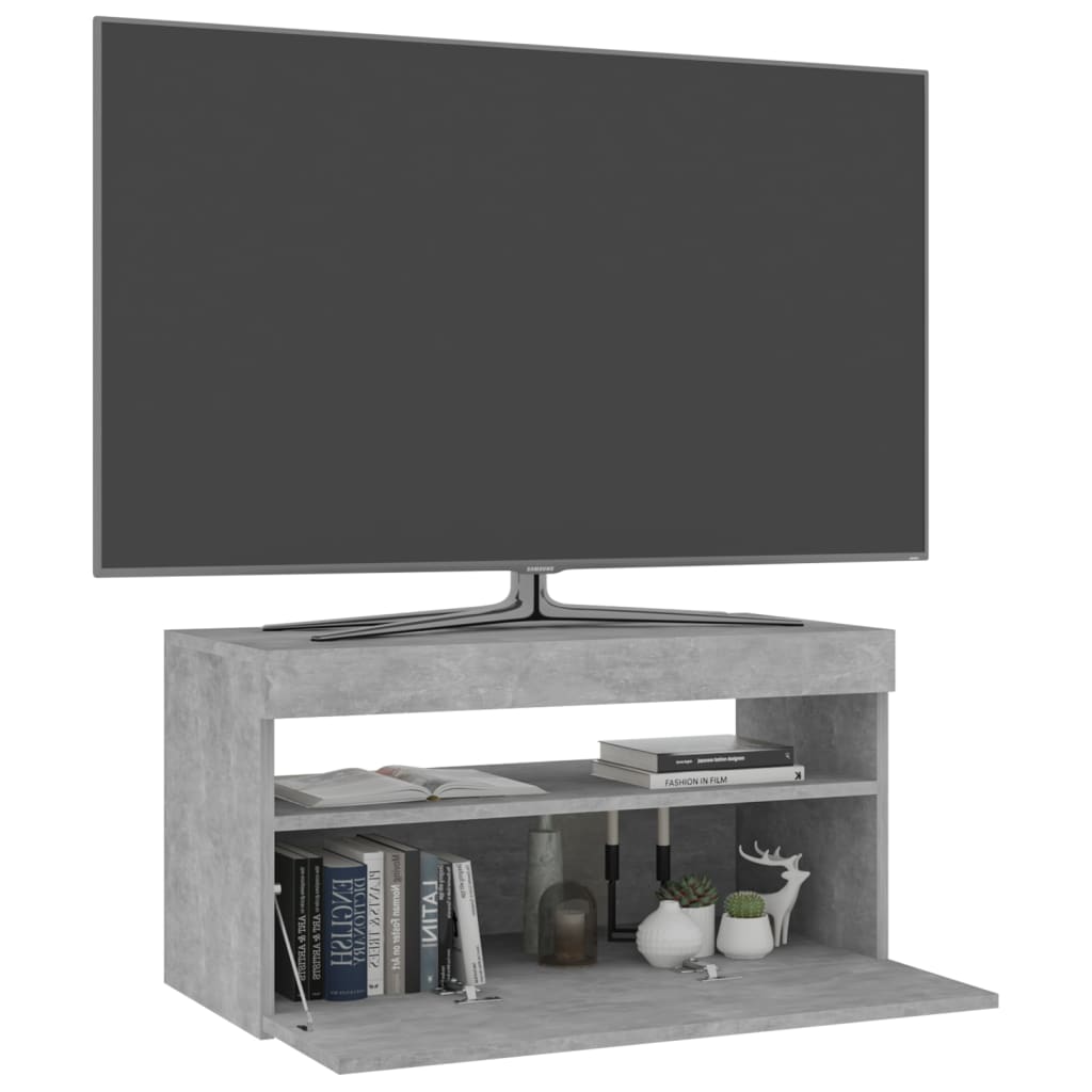 Tv-Benk Med Led-Lys Betonggrå 75X35X40 Cm