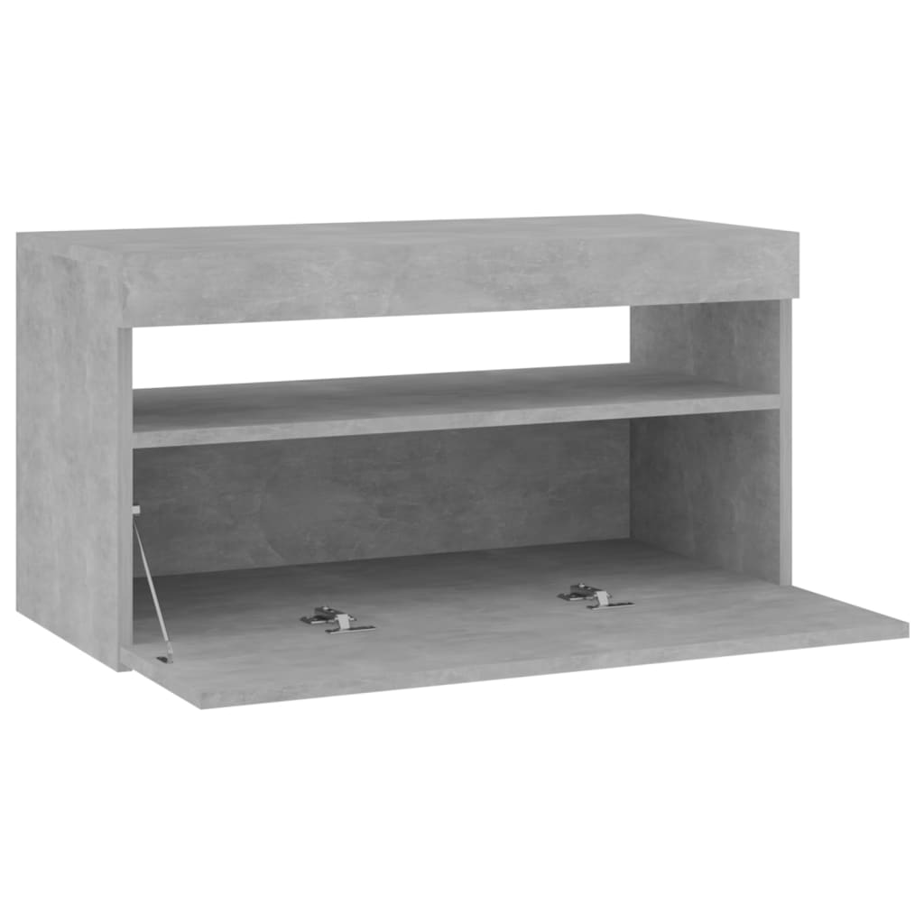 Tv-Benk Med Led-Lys Betonggrå 75X35X40 Cm