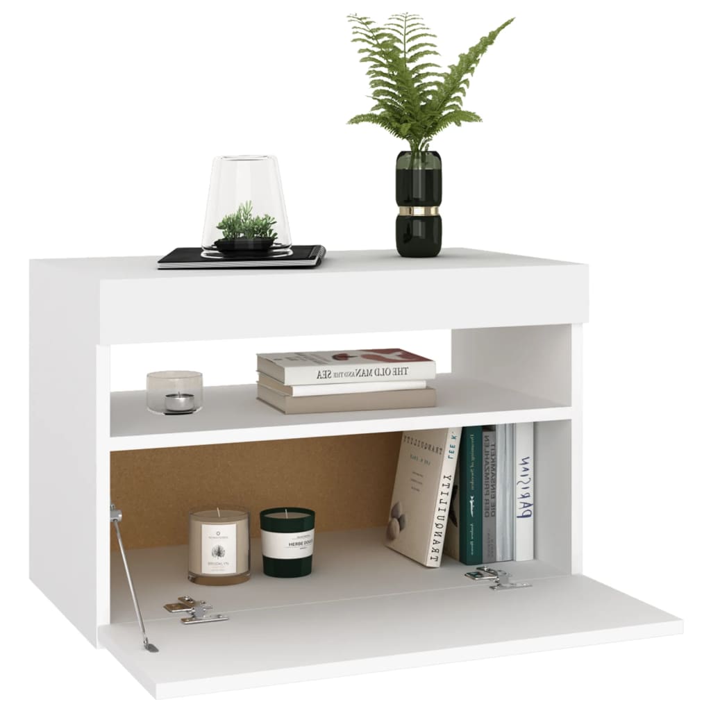 Tv-Benk Med Led-Lys Hvit 60X35X40 Cm