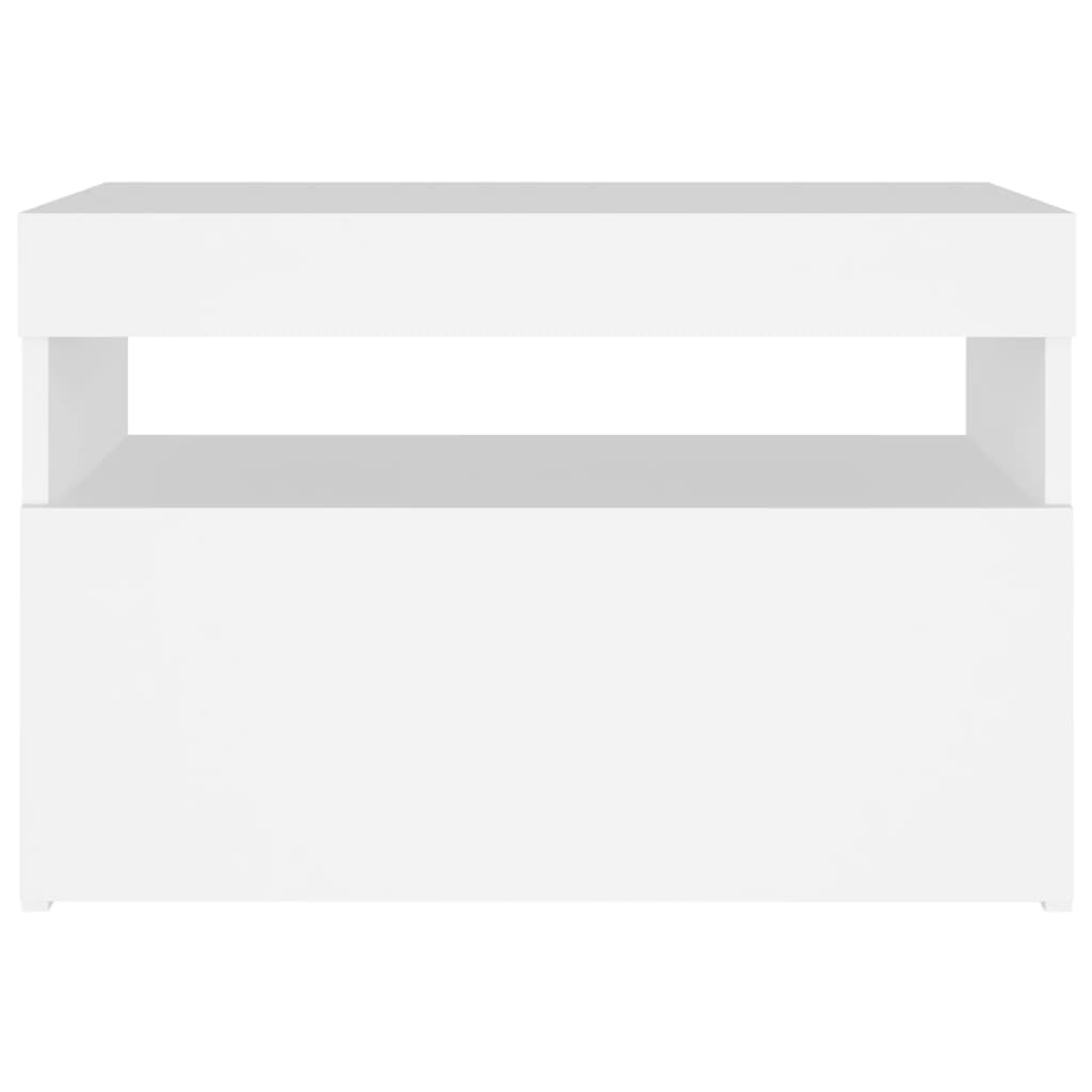 Tv-Benk Med Led-Lys Hvit 60X35X40 Cm