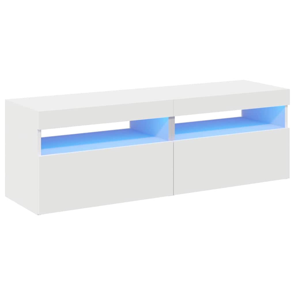 Tv-Benker Med Led-Lys 2 Stk Hvit 60X35X40 Cm
