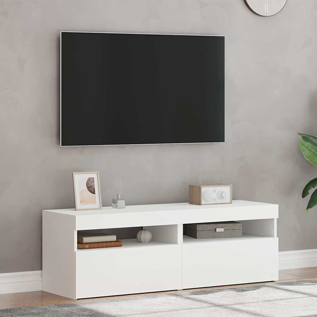 Tv-Benker Med Led-Lys 2 Stk Hvit 60X35X40 Cm