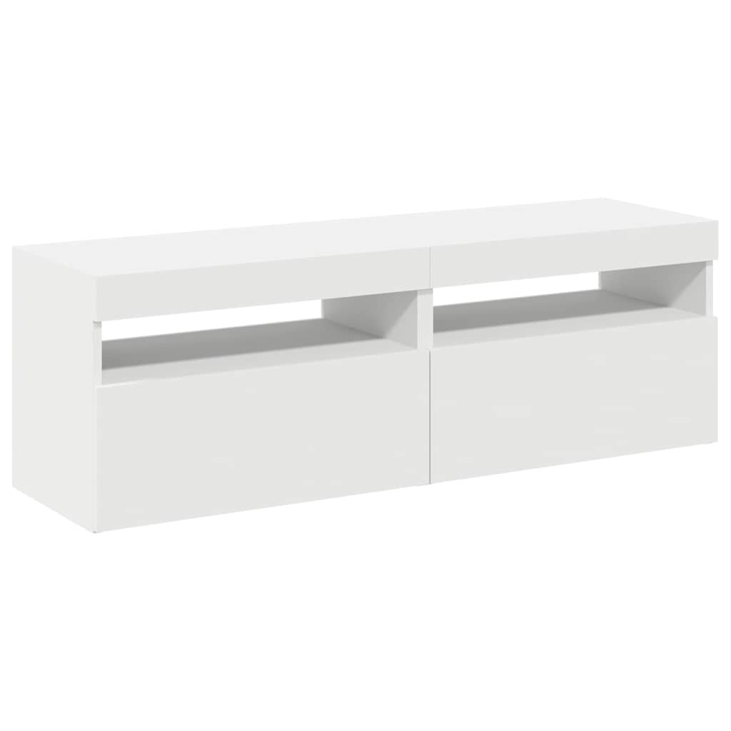 Tv-Benker Med Led-Lys 2 Stk Hvit 60X35X40 Cm