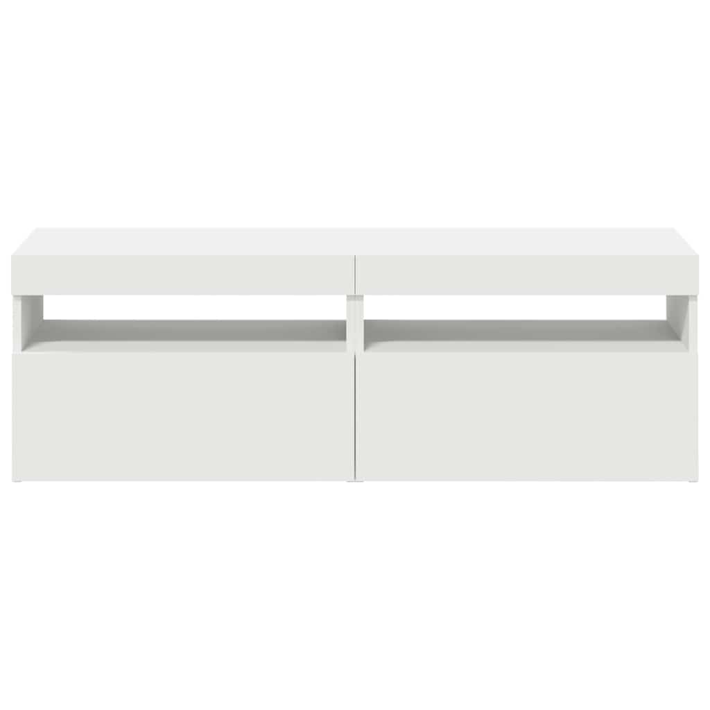 Tv-Benker Med Led-Lys 2 Stk Hvit 60X35X40 Cm